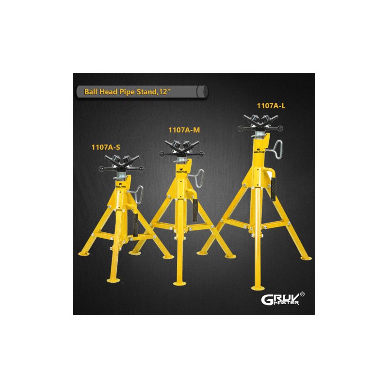 Adjustable Height V-Head Roller Pipe Jack Stand for Max 12inch Pipes 1107A-S/M/L Adjustable Height V-Head Roller Pipe Jack Stand for Max 12inch Pipes 1107A-S/M/L